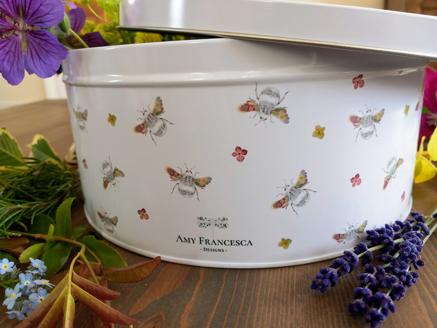 -Large Storage Tins- 'Flower Bee'