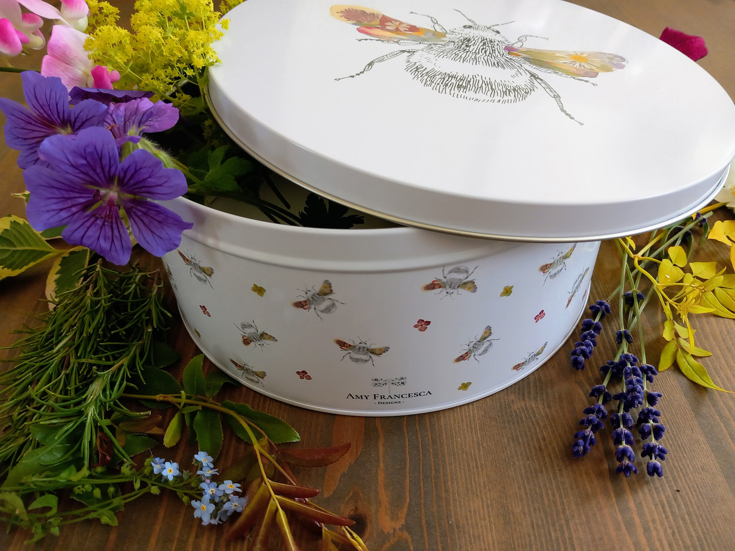 -Large Storage Tins- 'Flower Bee'
