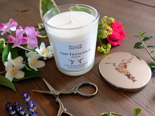 -Scented Candles- 'Hummingbird' (Lime, Basil & Mandarin)