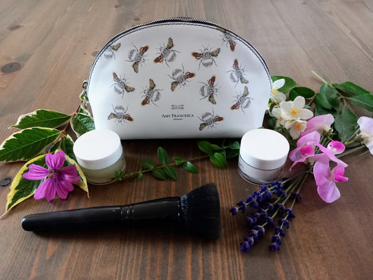 -Cosmetic Bags- Regular 'Busy Flower Bees'