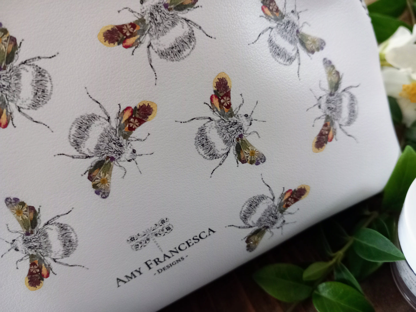 -Cosmetic Bags- Regular 'Busy Flower Bees'