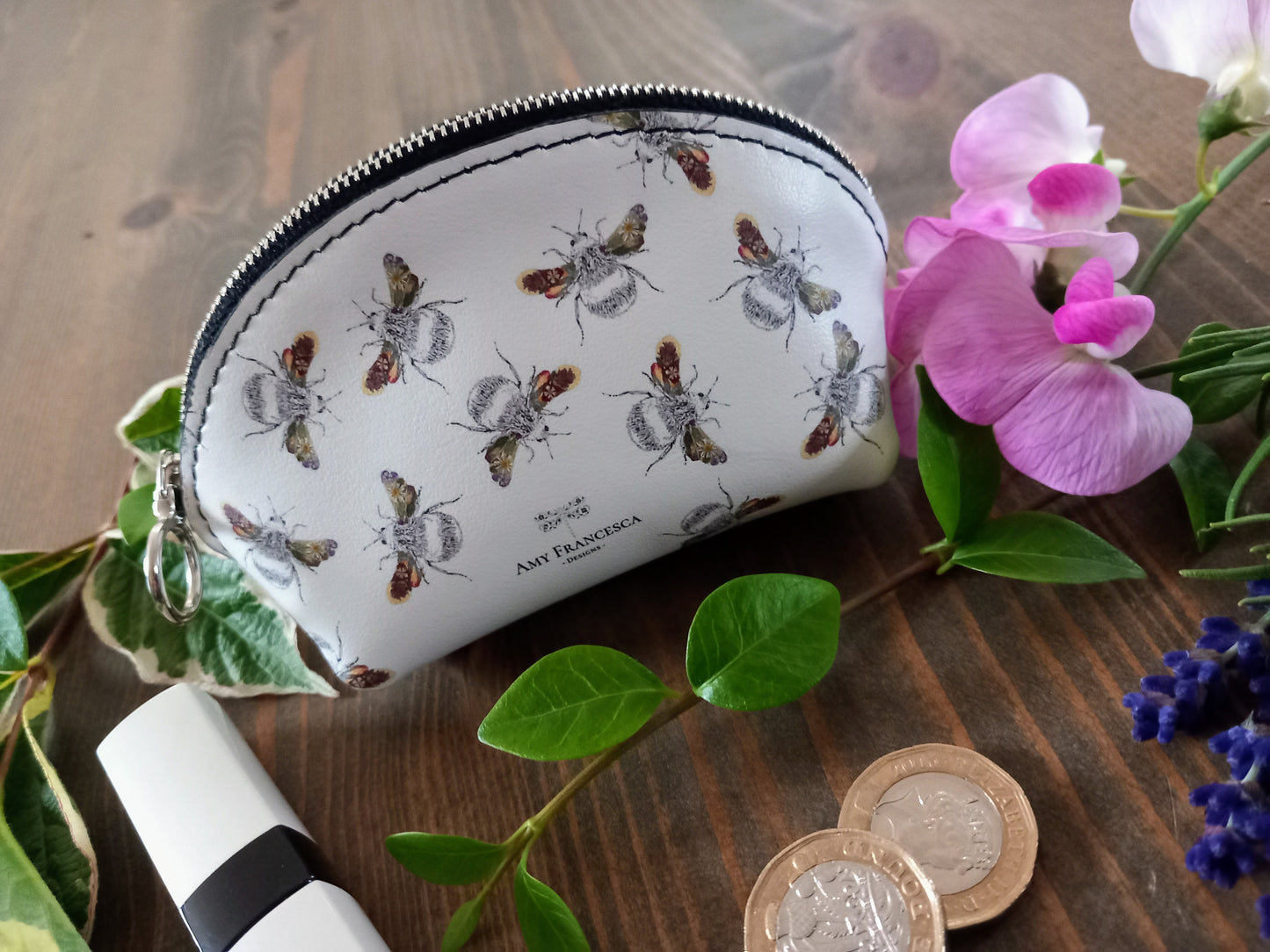 -Cosmetic Bags- Mini 'Busy Flower Bees'