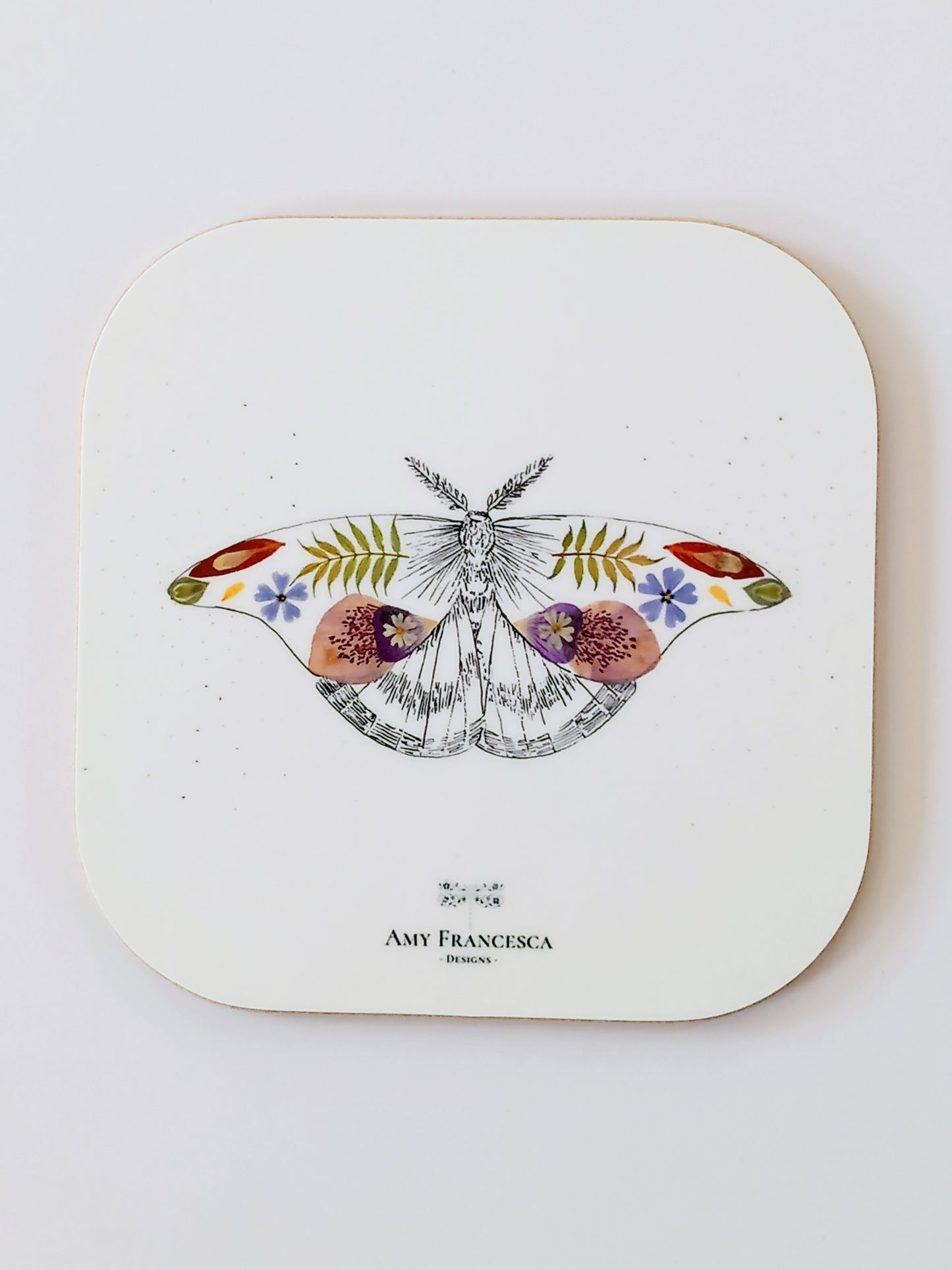 -Drink Coasters- 'Floral Moth' (Set of 4)
