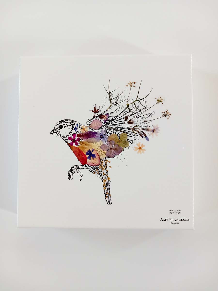 Canvas print featuring a bird illustration on a white background.