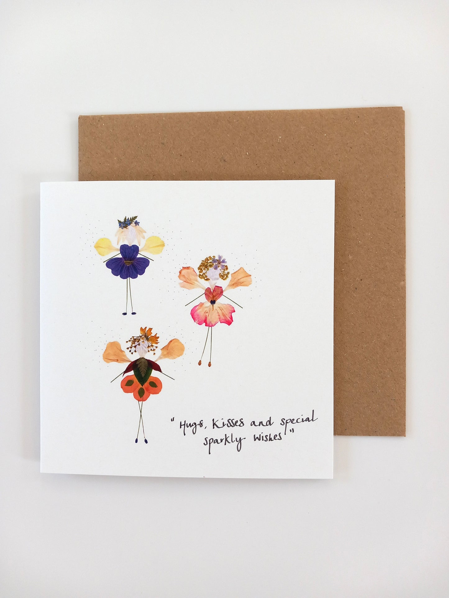 -Cards- 'Petal Pixie Trio' (Cover message: "Hugs, kisses and special sparkly wishes"