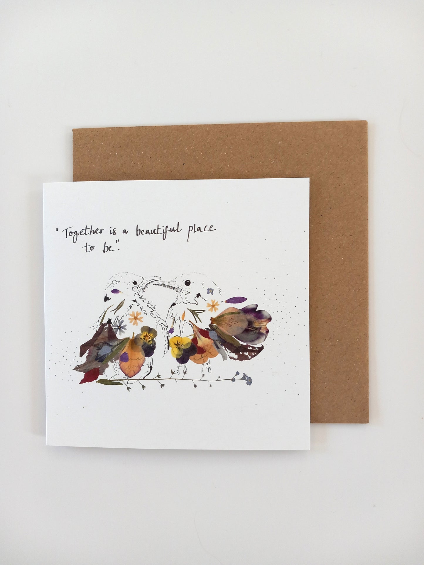 -Cards- 'Kissing Birds' (Cover message: "Together is a beautiful place to be"