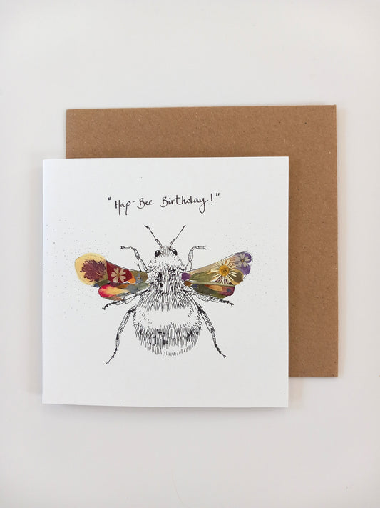 -Cards- 'Flower Bee' (Cover message: "Hap-Bee Birthday!")