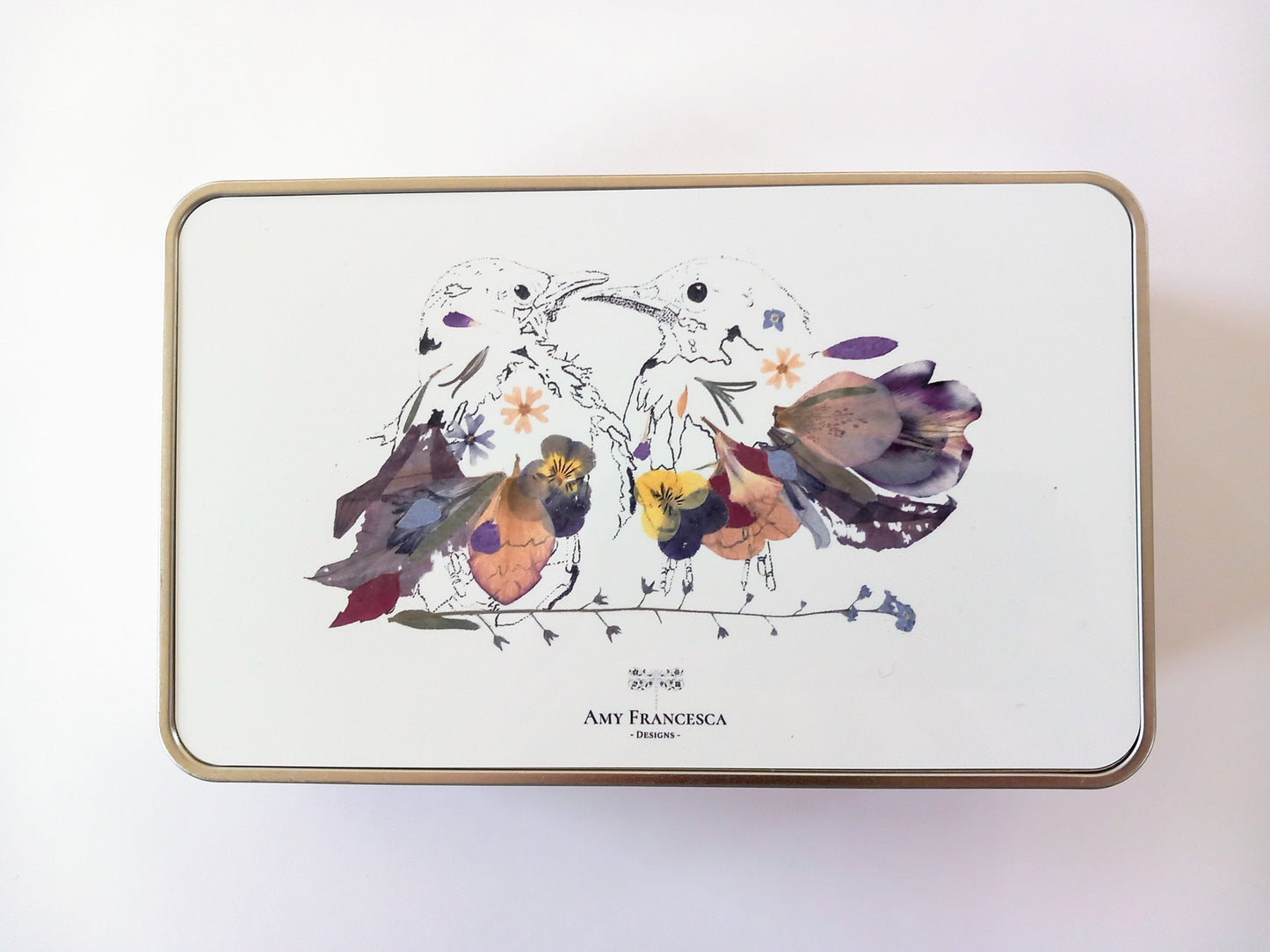 -Small Storage Tins- 'Kissing Birds'