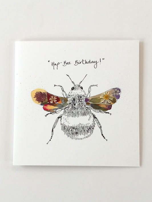 -Cards- 'Flower Bee' (Cover message: "Hap-Bee Birthday!")