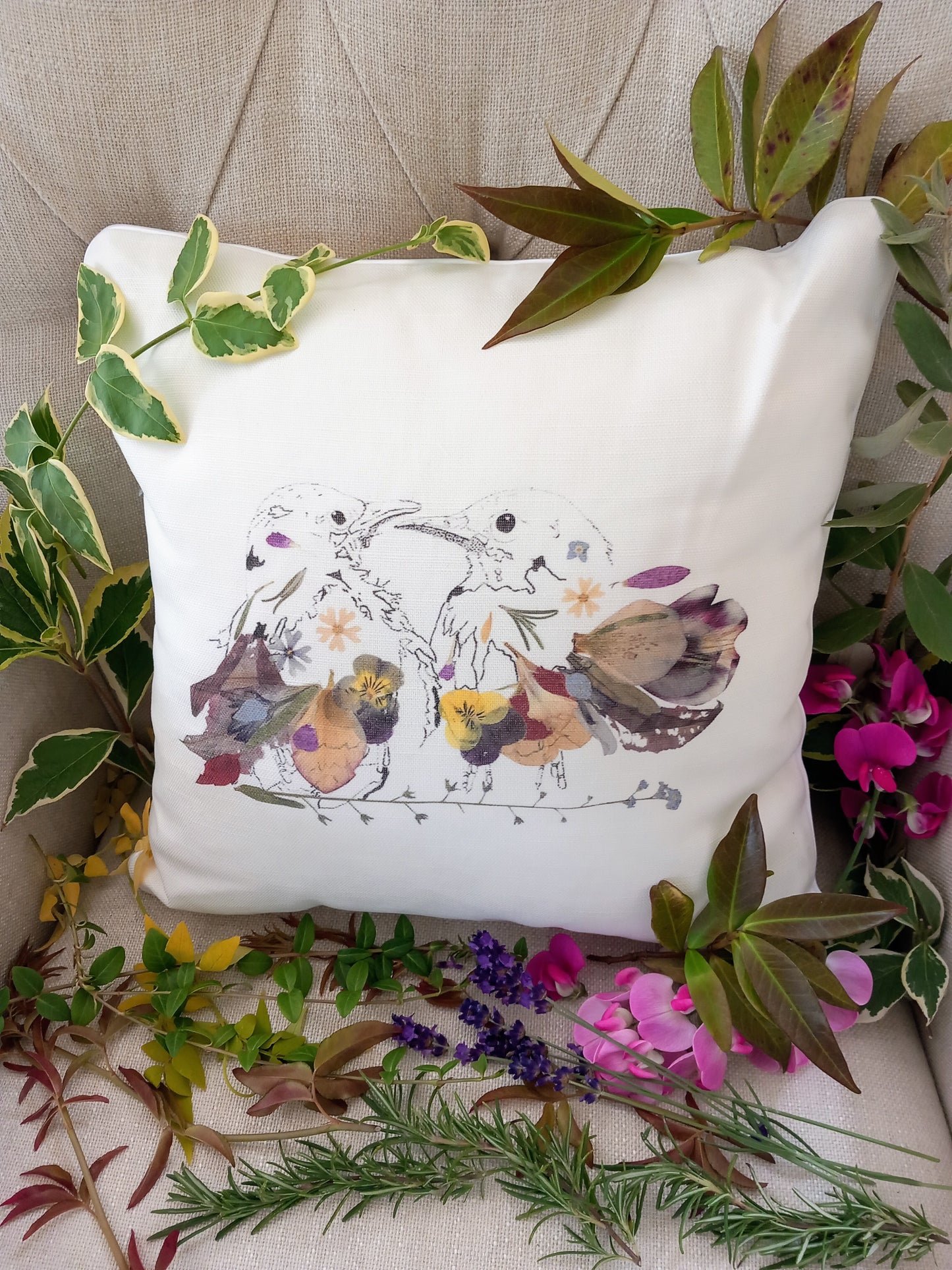 -Cushions- 'Kissing Birds' (Double-Sided Print)