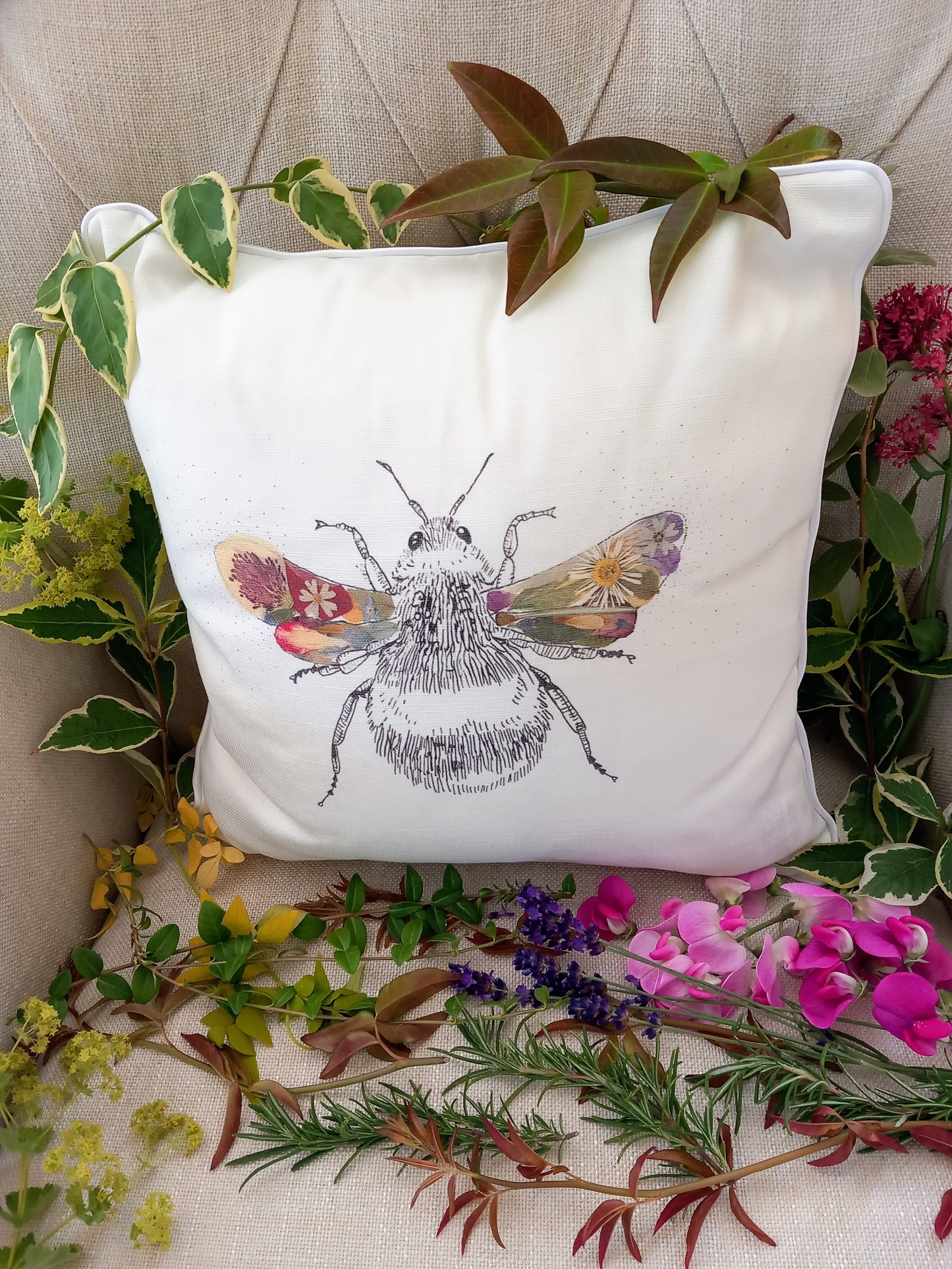 -Cushions- 'Flower Bee' (Double-Sided Print)