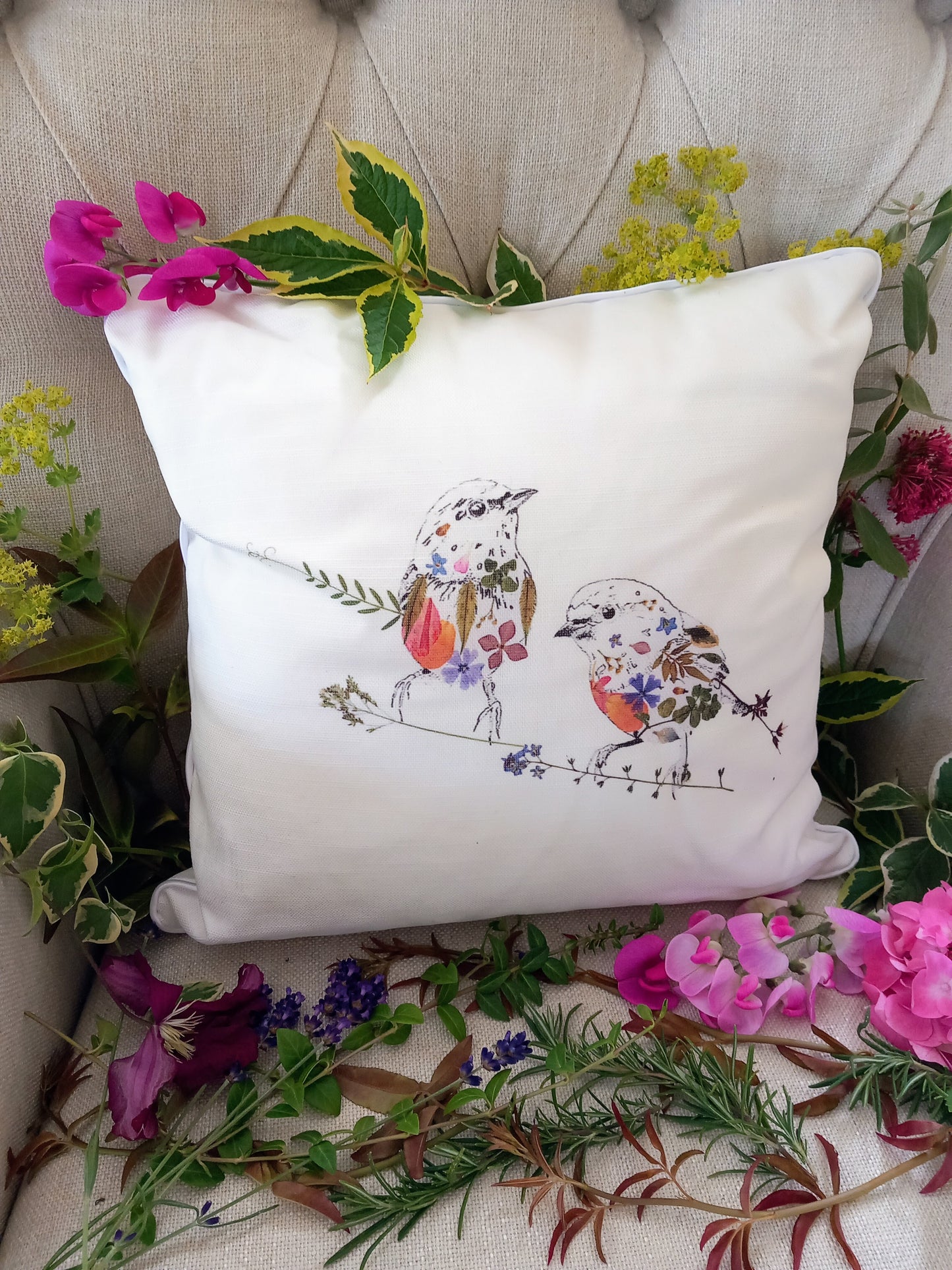 -Cushions- 'Robin Duo' (Double-Sided Print)