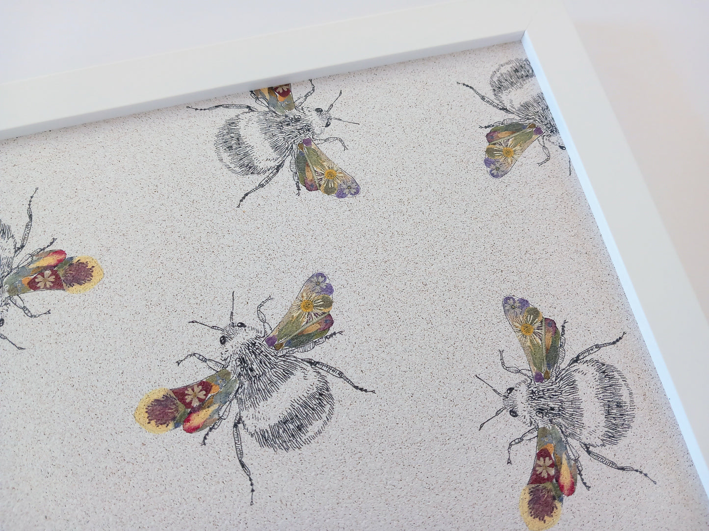 -Framed Cork Pin Boards- 'Busy Flower Bees' (35cm x 28cm)