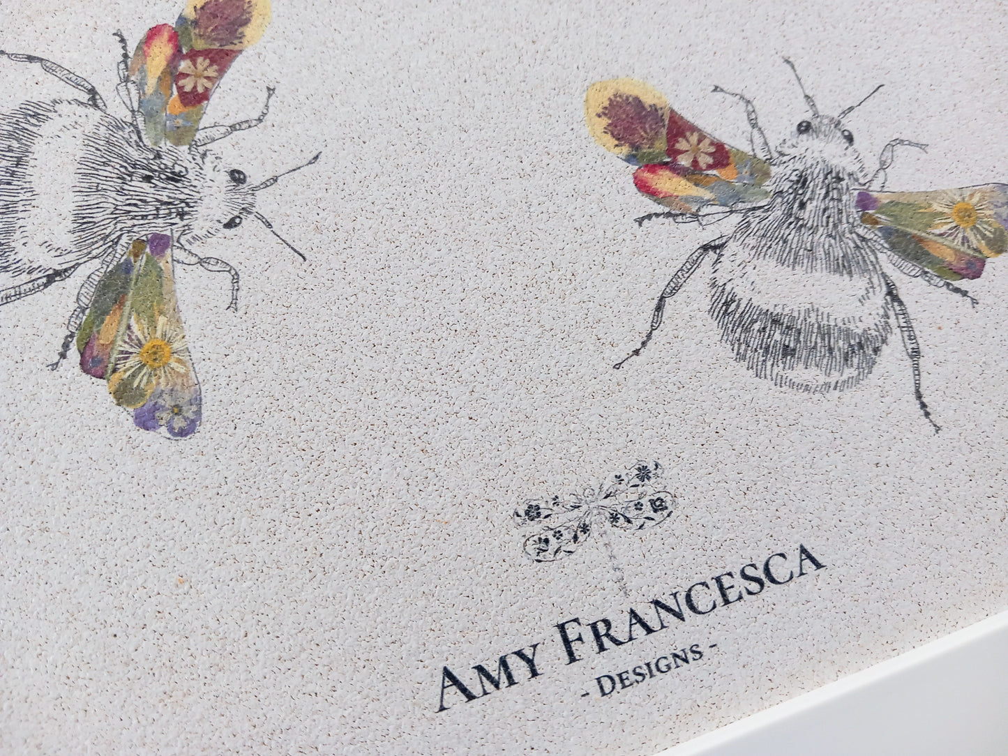 -Framed Cork Pin Boards- 'Busy Flower Bees' (35cm x 28cm)