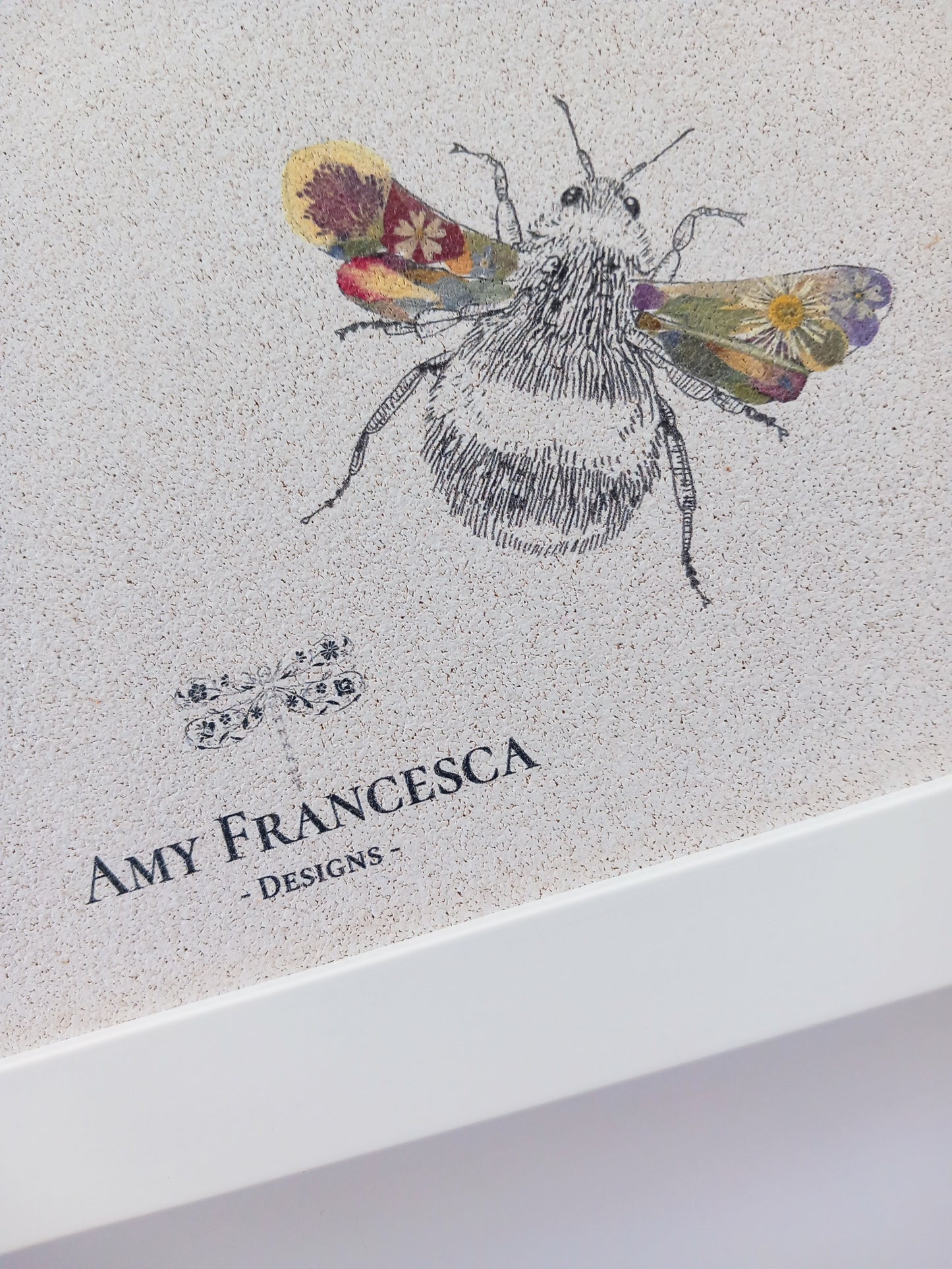 -Framed Cork Pin Boards- 'Busy Flower Bees' (35cm x 28cm)