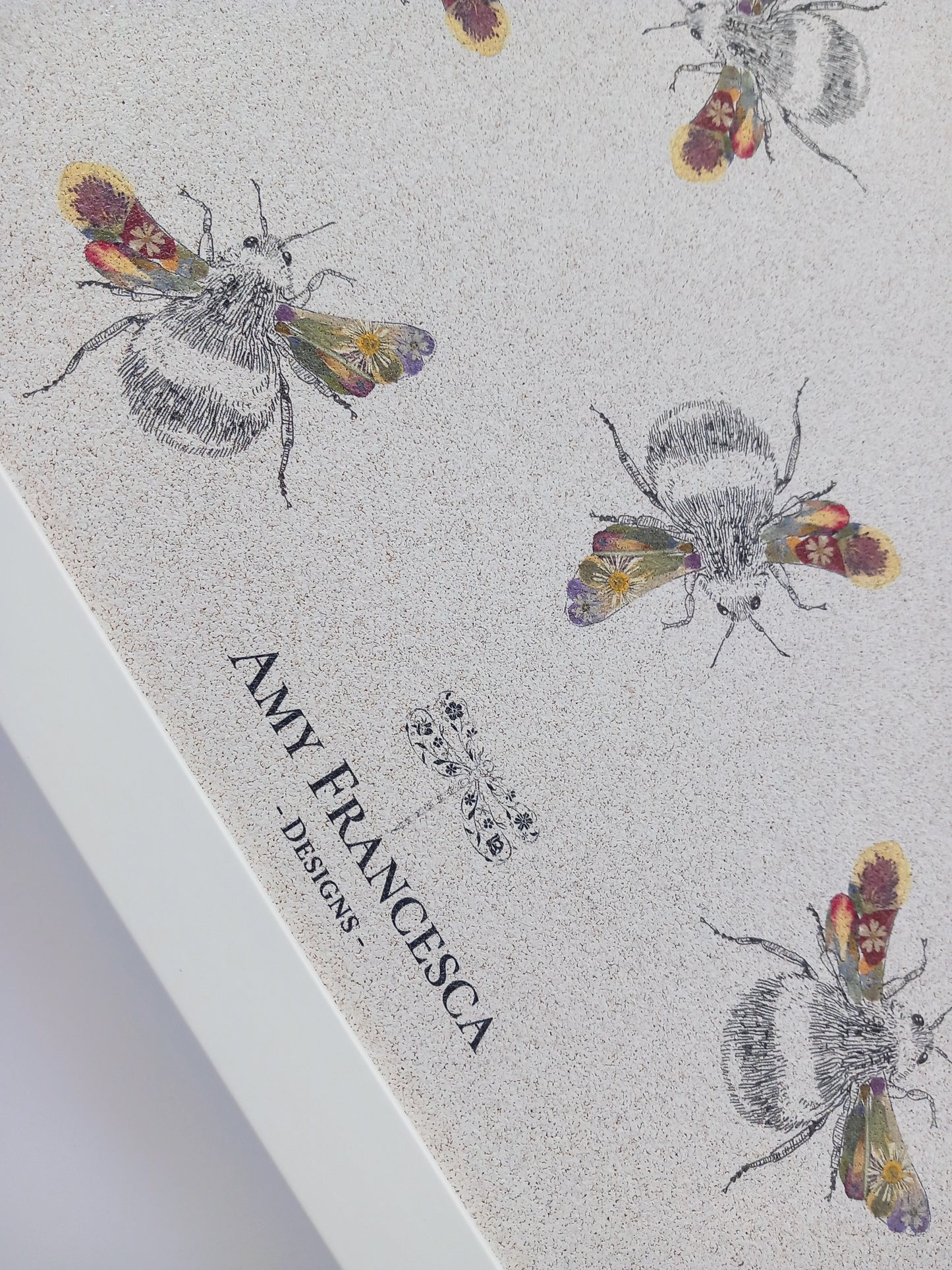 -Framed Cork Pin Boards- 'Busy Flower Bees' (59cm x 42cm)
