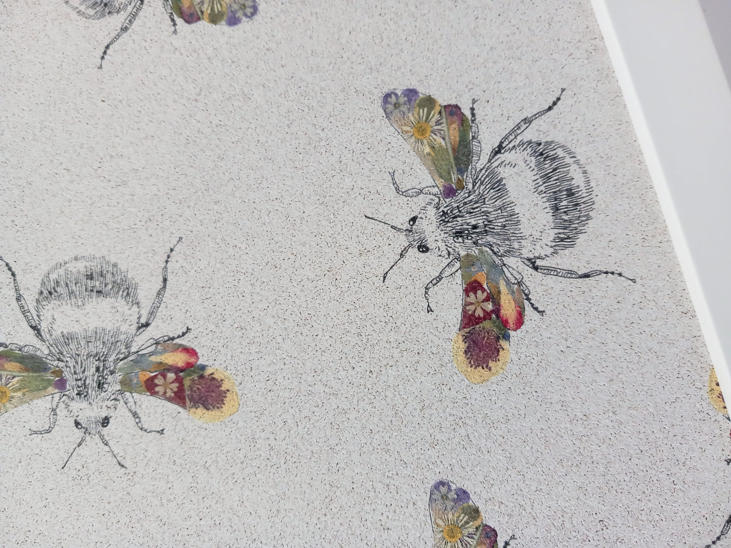 -Framed Cork Pin Boards- 'Busy Flower Bees' (59cm x 42cm)