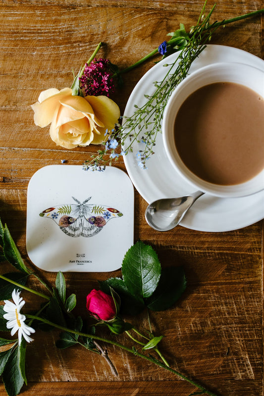 -Drink Coasters- 'Floral Moth' (Set of 4)