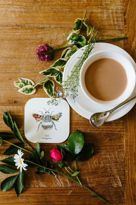 -Drink Coasters- 'Flower Bee' (Set of 4)