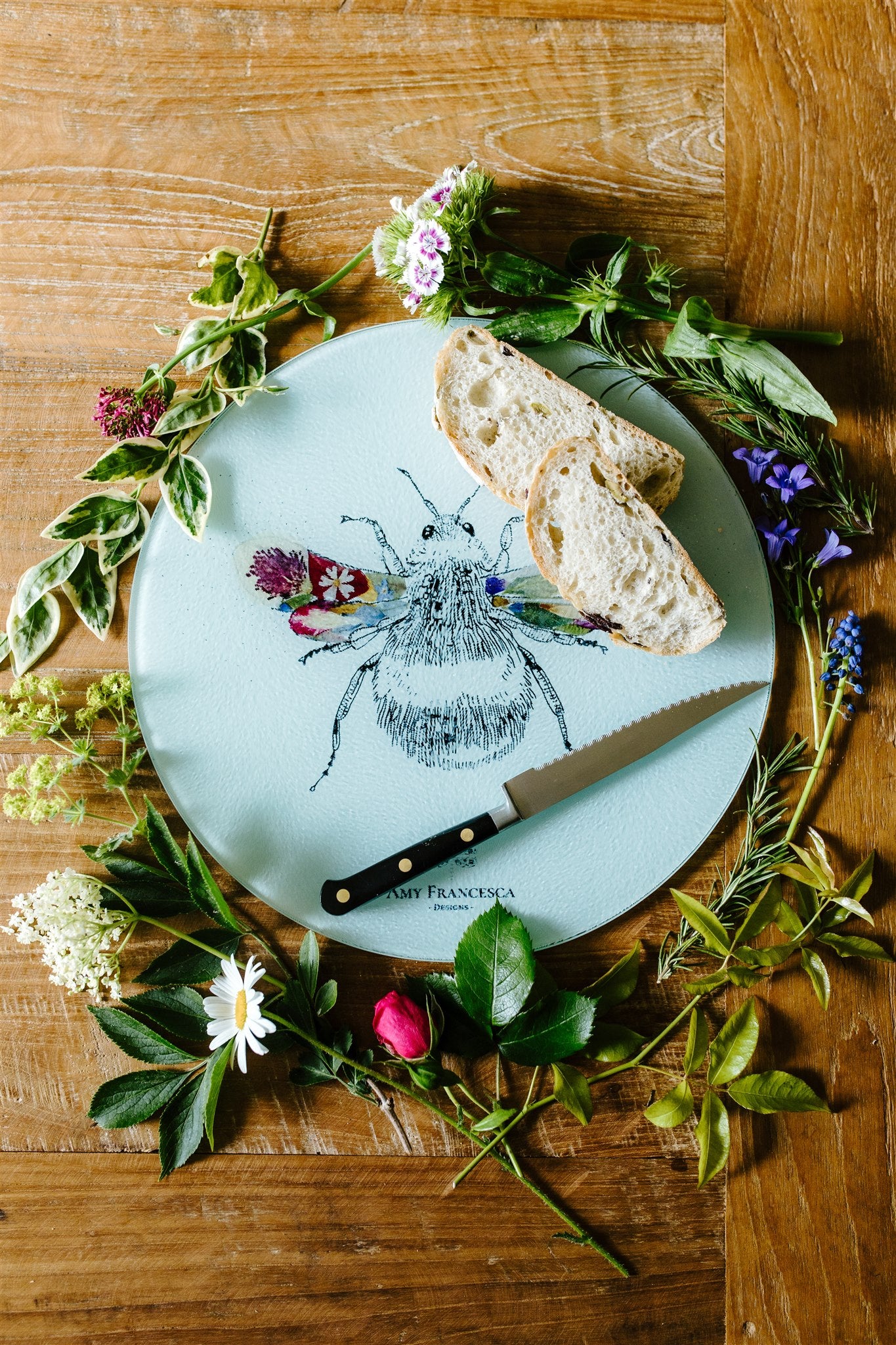 -Glass Chopping Boards- 'Flower Bee'