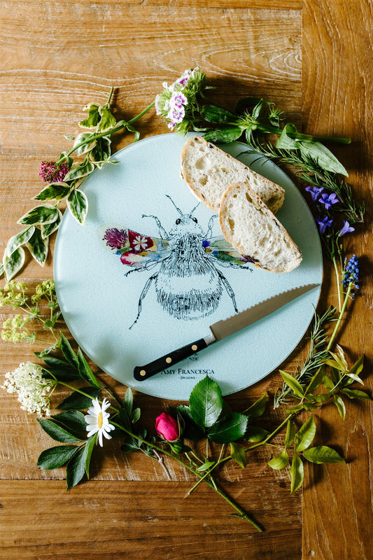 -Glass Chopping Boards- 'Flower Bee'