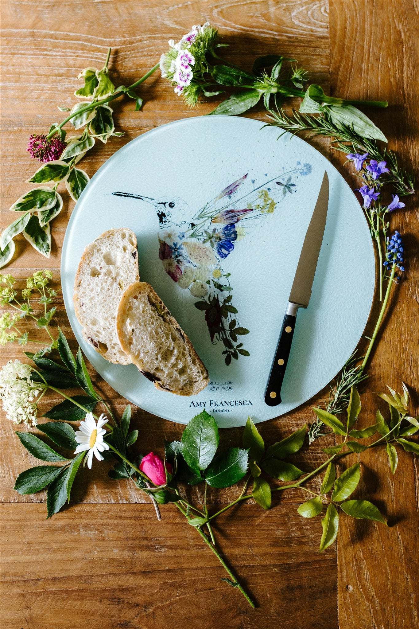 -Glass Chopping Boards- 'Hummingbird'