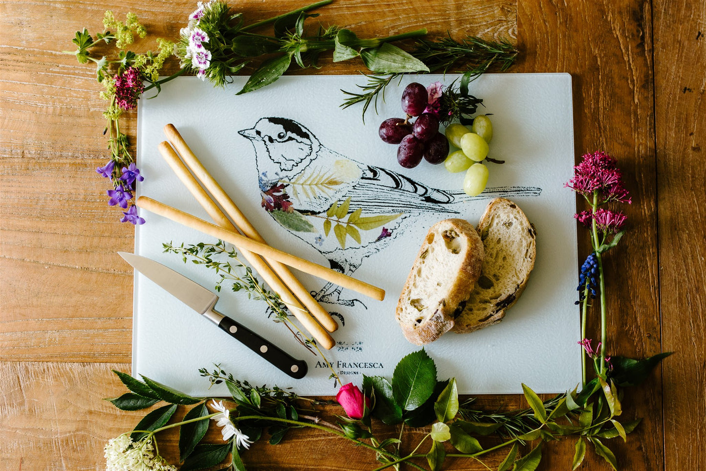 -Glass Chopping Boards- 'Great Tit'