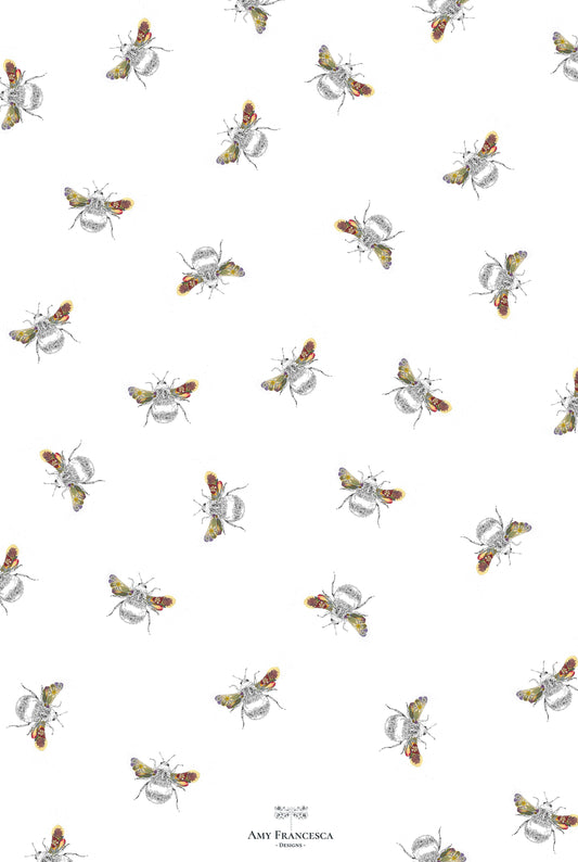 -Tea Towels- 'Busy Flower Bees'