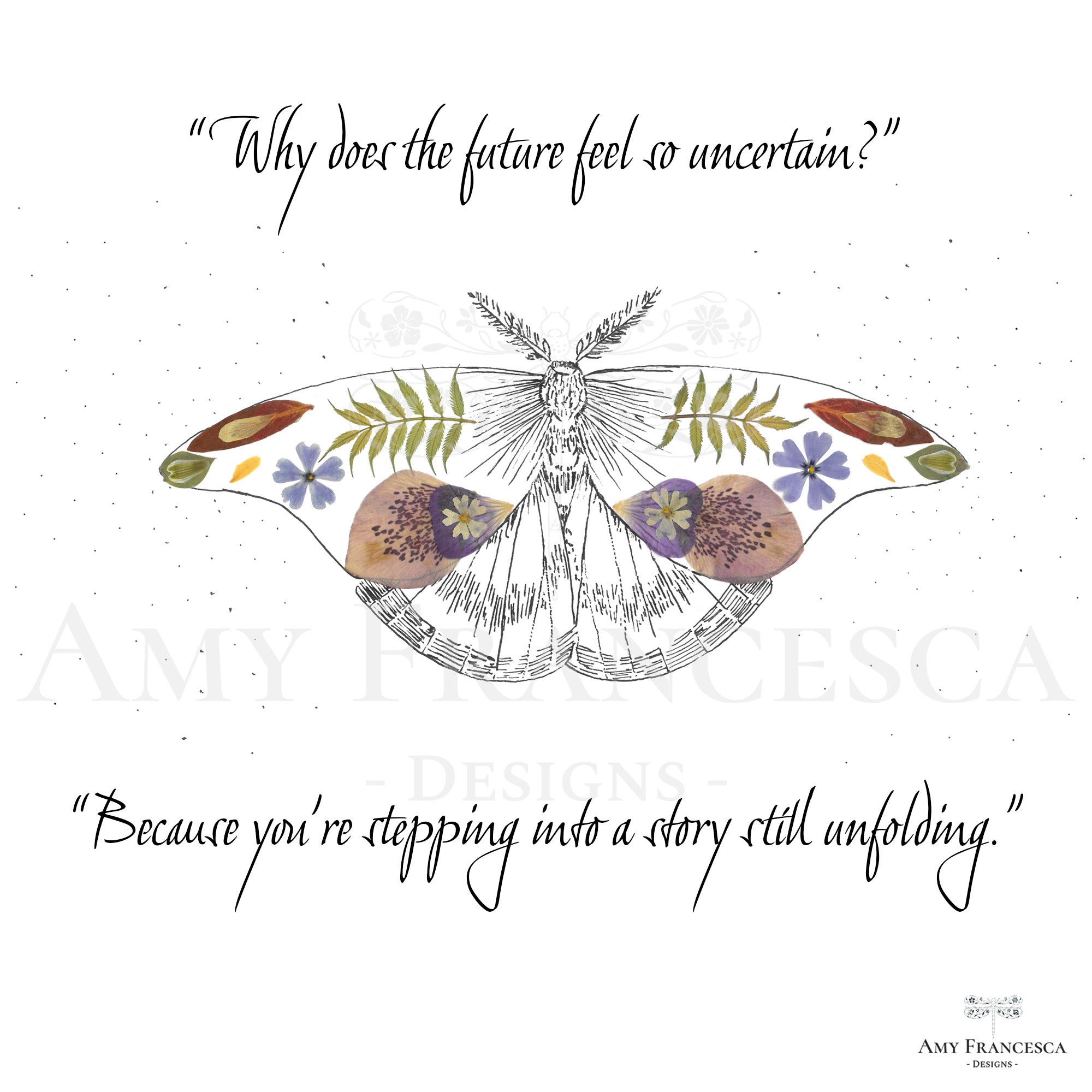Panel featuring a moth with accompanying dialogue on a white background.