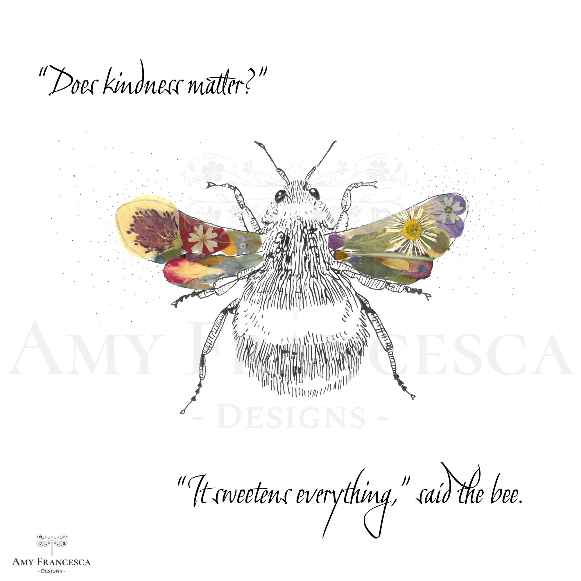 Panel featuring a bee with accompanying dialogue on a white background.