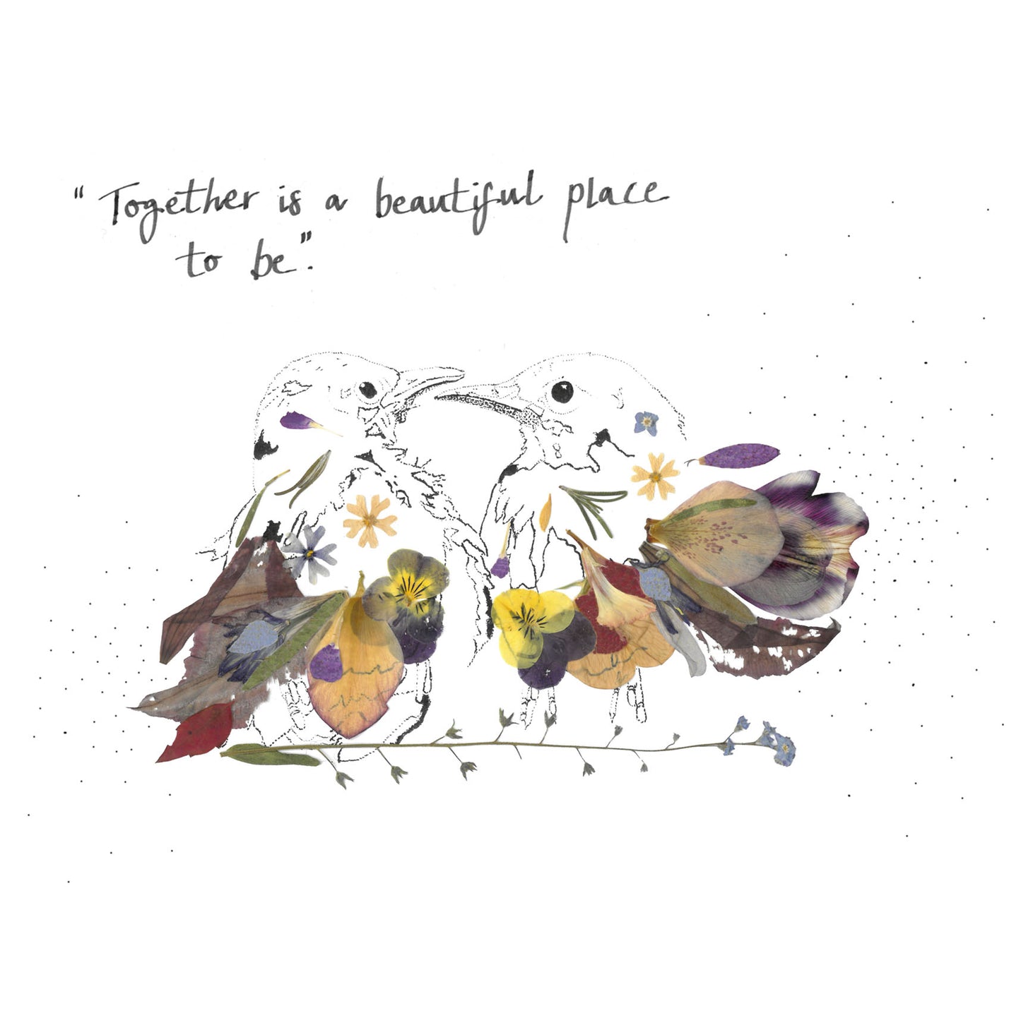 -Cards- 'Kissing Birds' (Cover message: "Together is a beautiful place to be"