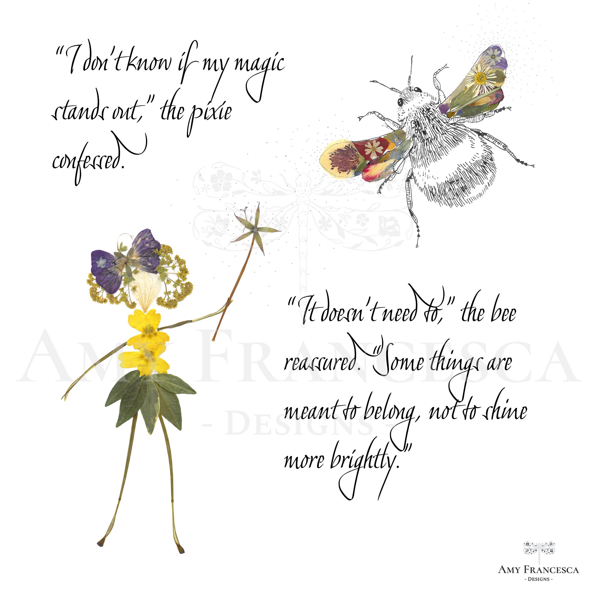 Panel featuring a bee and a small figure with accompanying dialogue on a white background.